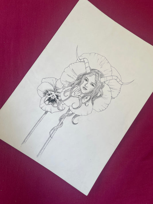 Capricorn Flower Illustration Original