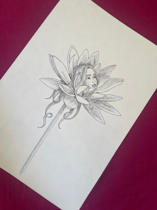 Pisces Flower Illustration Original
